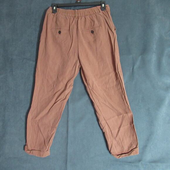 Zara Woman Capri Pants Size Small Rust Brown Twill Lyocell Slacks Rustic Hipster - Picture 2 of 8